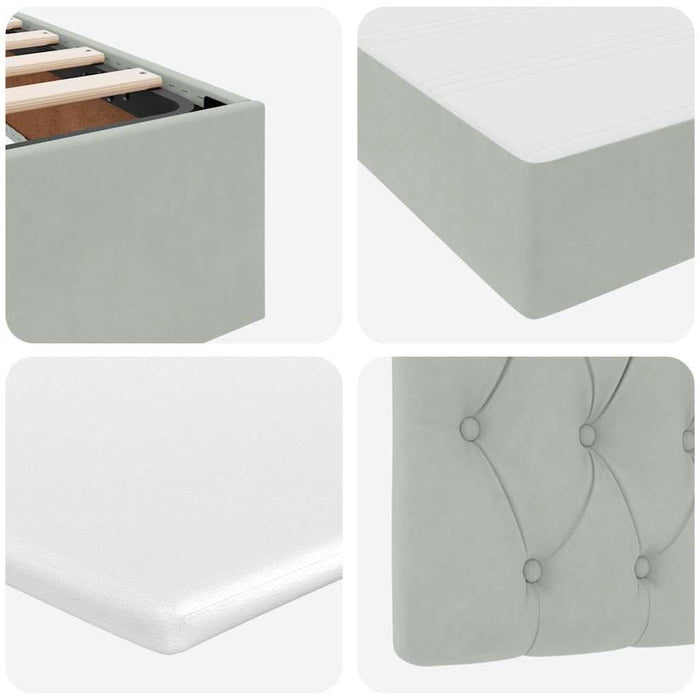 Pat cu storage cu saltea Gri deschis 200 x 200 cm Catifea - WALTI WALTI
