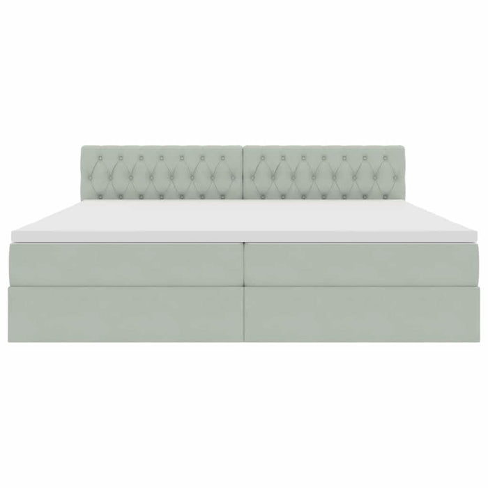 Pat cu storage cu saltea Gri deschis 200 x 200 cm Catifea - WALTI WALTI