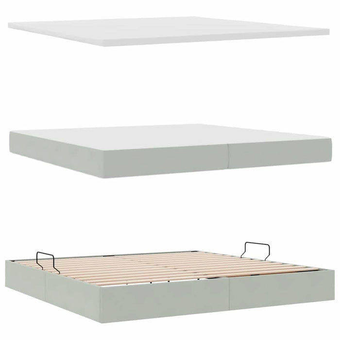 Pat cu storage cu saltea Gri deschis 200 x 200 cm Catifea - WALTI WALTI