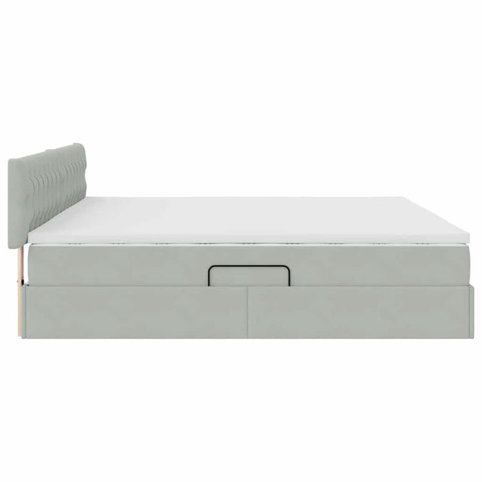 Pat cu storage cu saltea Gri deschis 200 x 200 cm Catifea - WALTI WALTI