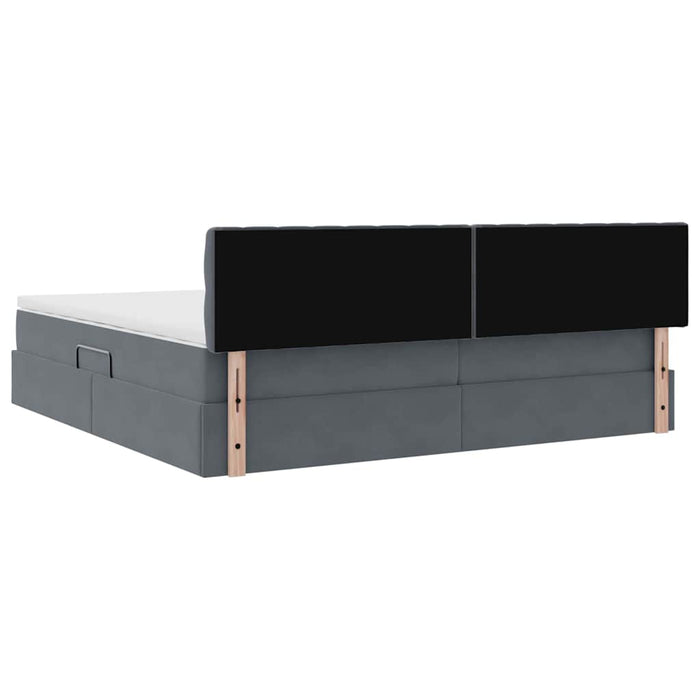 Pat cu storage cu saltea Gri închis 200 x 200 cm Catifea - WALTI WALTI