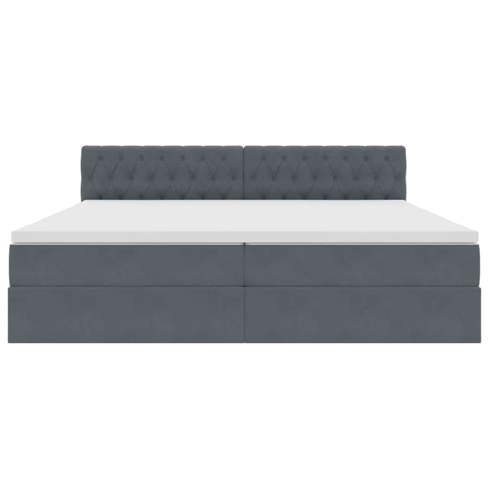 Pat cu storage cu saltea Gri închis 200 x 200 cm Catifea - WALTI WALTI