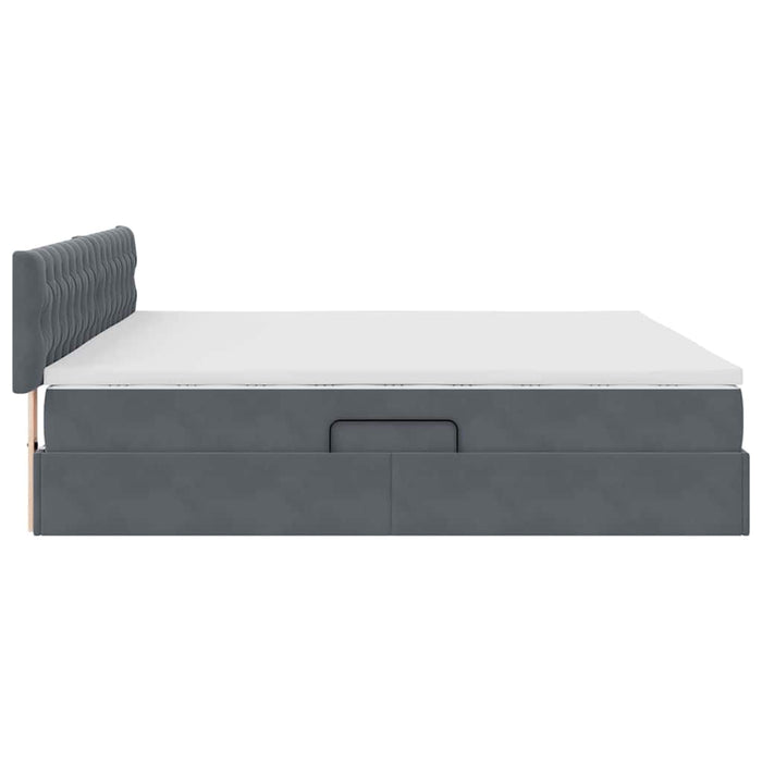 Pat cu storage cu saltea Gri închis 200 x 200 cm Catifea - WALTI WALTI
