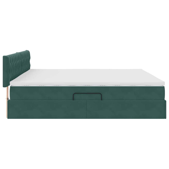 Pat cu storage cu saltea Verde închis 200 x 200 cm Catifea - WALTI WALTI