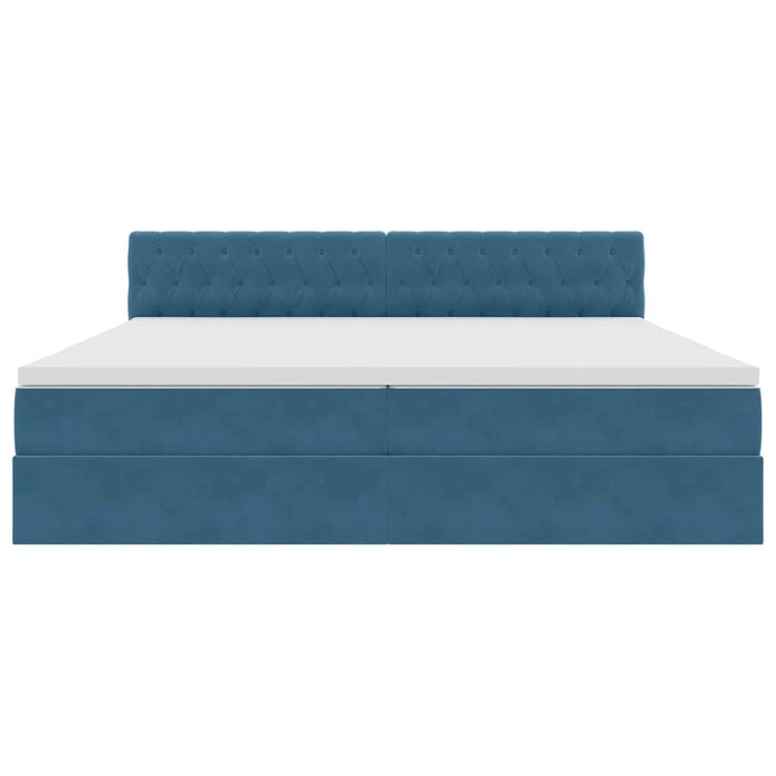 Pat cu storage cu saltea Albastru închis 200 x 200 cm Catifea - WALTI WALTI