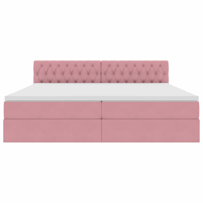 Pat cu storage cu saltea cu headboard Roz 200 x 200 cm Catifea - WALTI WALTI