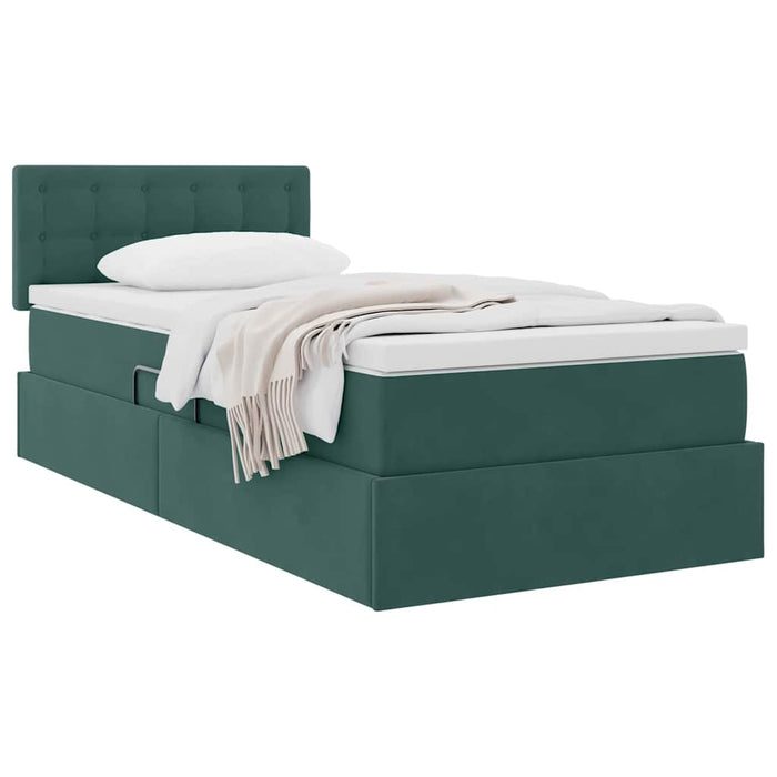 Pat cu storage cu saltea Verde închis 90 x 190 cm Catifea - WALTI WALTI