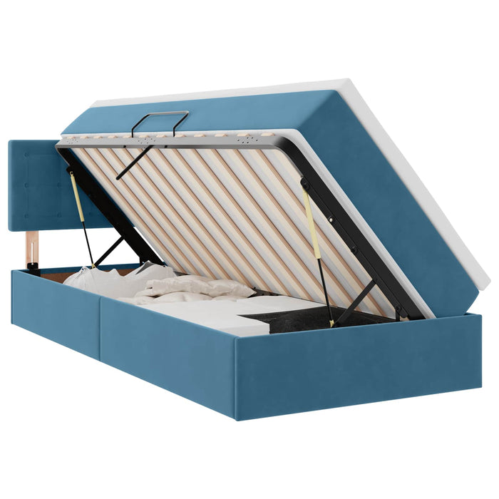 Pat cu storage cu saltea Albastru închis 90 x 190 cm Catifea - WALTI WALTI