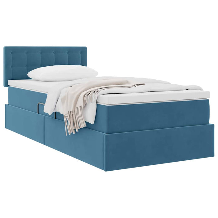 Pat cu storage cu saltea Albastru închis 90 x 190 cm Catifea - WALTI WALTI