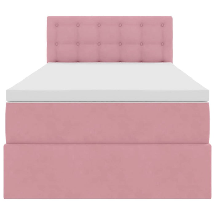 Pat cu storage cu saltea cu headboard Roz 90 x 190 cm Catifea - WALTI WALTI