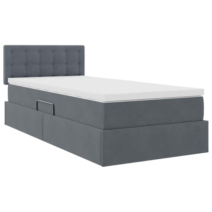 Pat cu storage cu saltea Gri închis 90 x 200 cm Catifea - WALTI WALTI