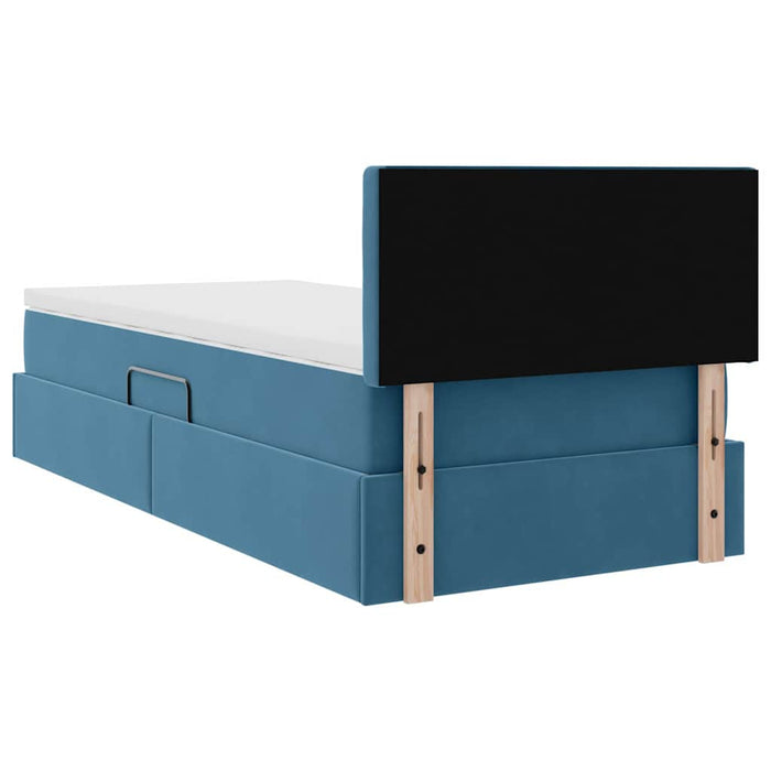 Pat cu storage cu saltea Albastru închis 100 x 200 cm Catifea - WALTI WALTI