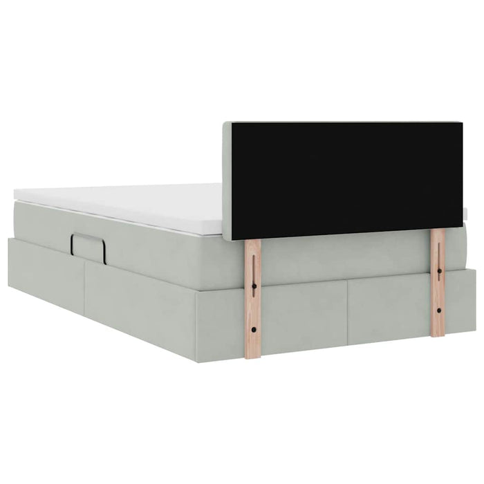 Pat cu storage cu saltea Gri deschis 120 x 190 cm Catifea - WALTI WALTI