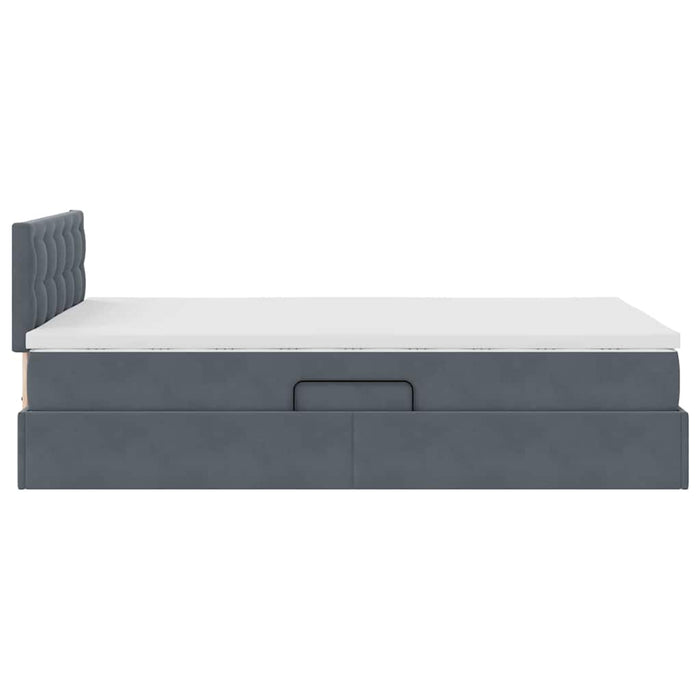 Pat cu storage cu saltea Gri închis 120 x 190 cm Catifea - WALTI WALTI