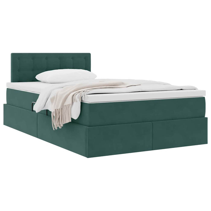Pat cu storage cu saltea Verde închis 120 x 200 cm Catifea - WALTI WALTI
