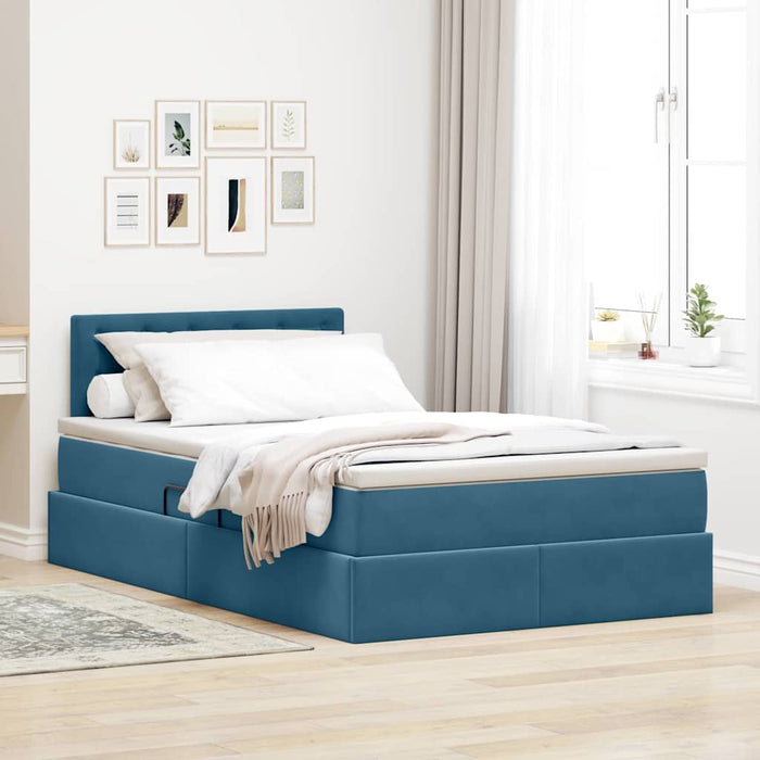 Pat cu storage cu saltea Albastru închis 120 x 200 cm Catifea - WALTI WALTI