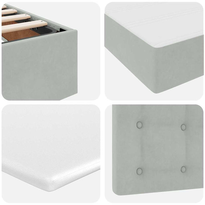 Pat cu storage cu saltea Gri deschis 140 x 190 cm Catifea - WALTI WALTI