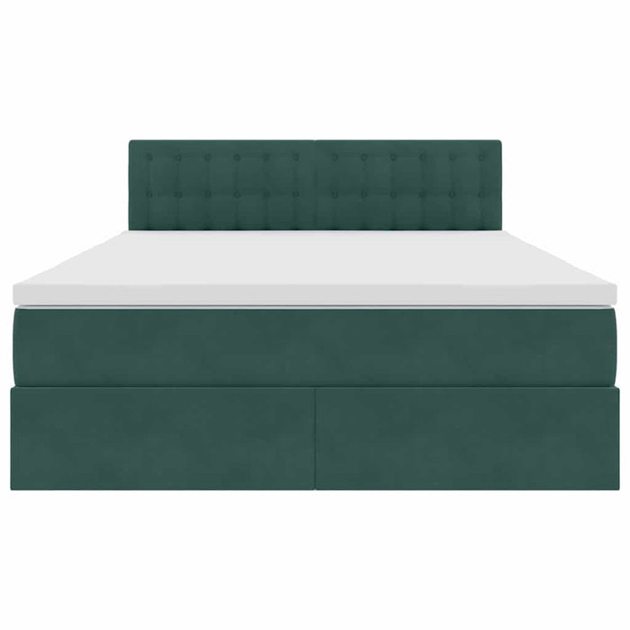 Pat cu storage cu saltea Verde închis 140 x 190 cm Catifea - WALTI WALTI