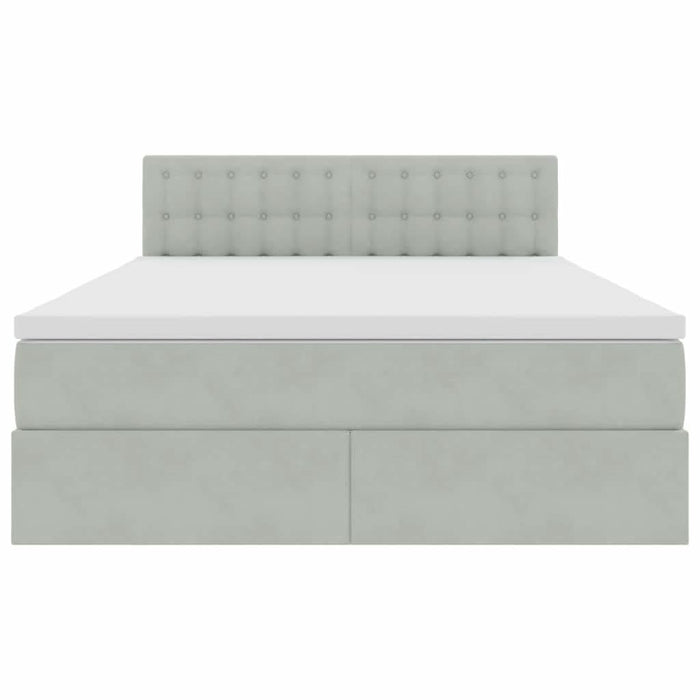 Pat cu storage cu saltea Gri deschis 140 x 200 cm Catifea - WALTI WALTI