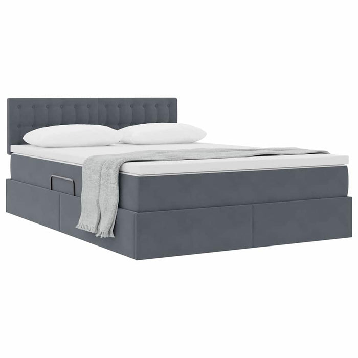 Pat cu storage cu saltea Gri închis 140 x 200 cm Catifea - WALTI WALTI