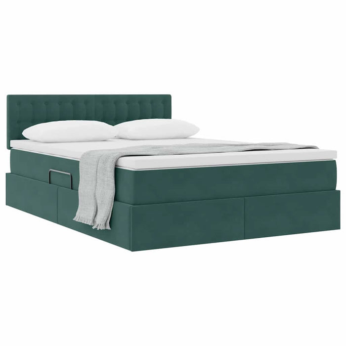 Pat cu storage cu saltea Verde închis 140 x 200 cm Catifea - WALTI WALTI