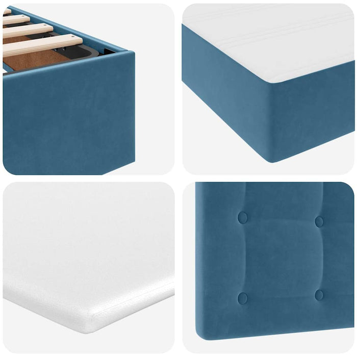 Pat cu storage cu saltea Albastru închis 140 x 200 cm Catifea - WALTI WALTI