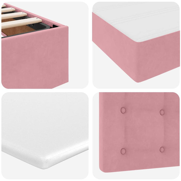 Pat cu storage cu saltea cu headboard Roz 140 x 200 cm Catifea - WALTI WALTI