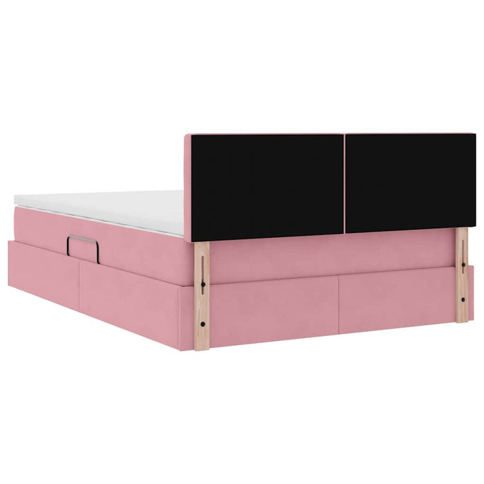 Pat cu storage cu saltea cu headboard Roz 140 x 200 cm Catifea - WALTI WALTI