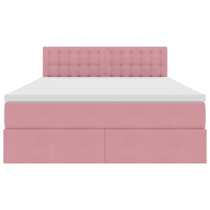Pat cu storage cu saltea cu headboard Roz 140 x 200 cm Catifea - WALTI WALTI