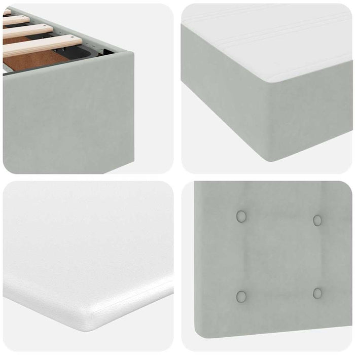Pat cu storage cu saltea Gri deschis 160 x 200 cm Catifea - WALTI WALTI