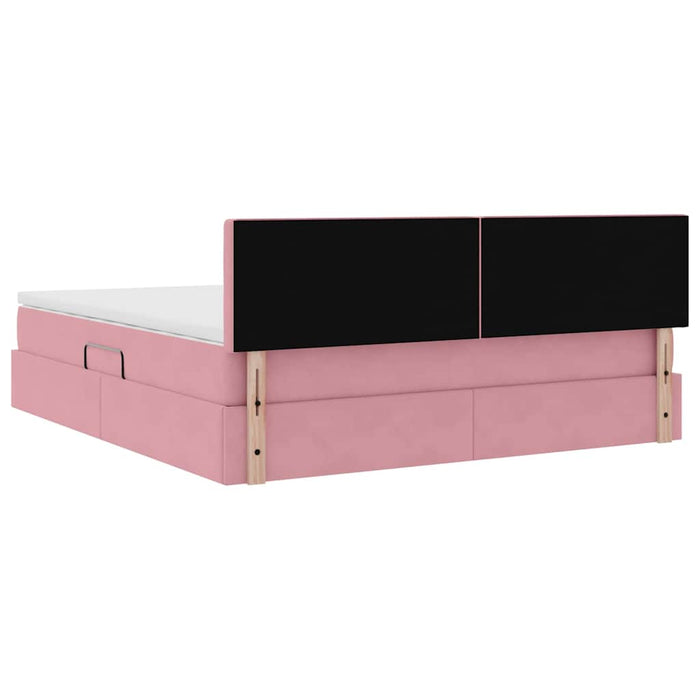 Pat cu storage cu saltea cu headboard Roz 180 x 200 cm Catifea - WALTI WALTI