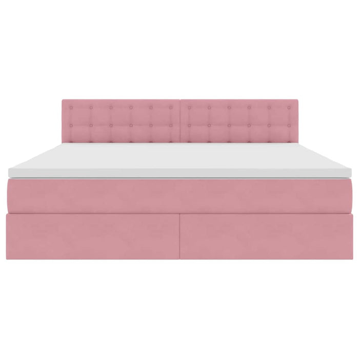 Pat cu storage cu saltea cu headboard Roz 180 x 200 cm Catifea - WALTI WALTI