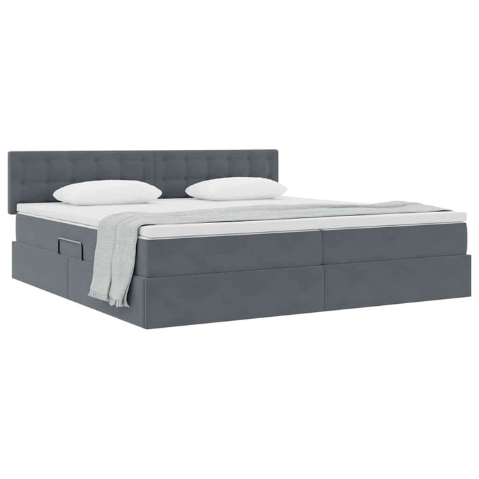 Pat cu storage cu saltea Gri închis 200 x 200 cm Catifea - WALTI WALTI
