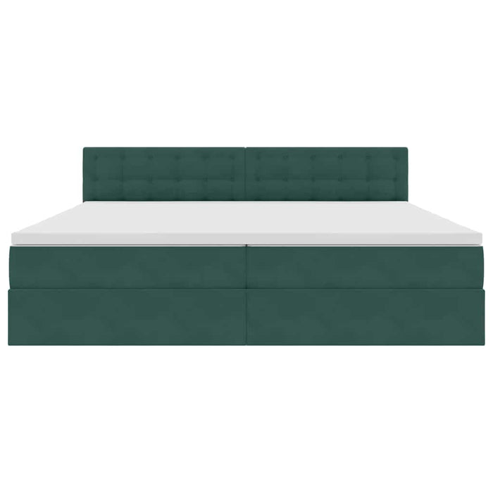 Pat cu storage cu saltea Verde închis 200 x 200 cm Catifea - WALTI WALTI