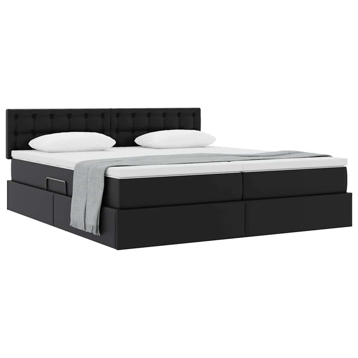 Pat cu storage cu saltea Negru 180 x 200 cm Piele artificială - WALTI WALTI