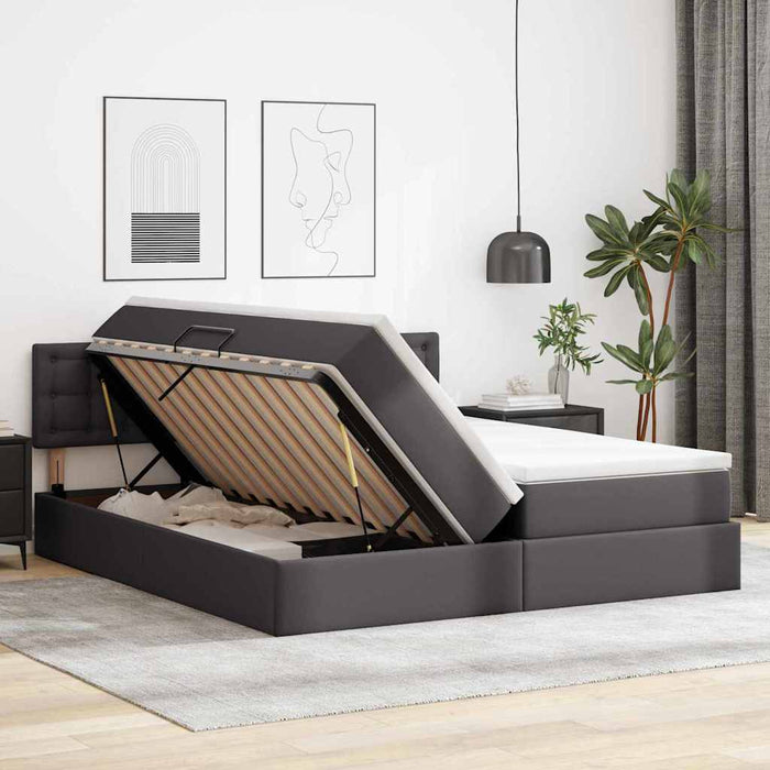 Pat cu storage cu saltea Gri 180 x 200 cm Piele artificială - WALTI WALTI