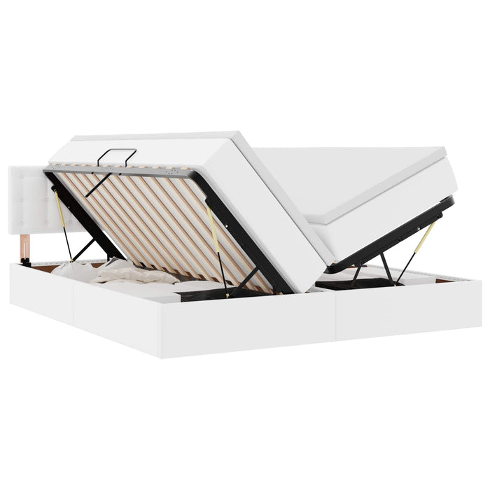 Pat cu storage cu saltea Alb pur 200 x 200 cm Piele artificială - WALTI WALTI