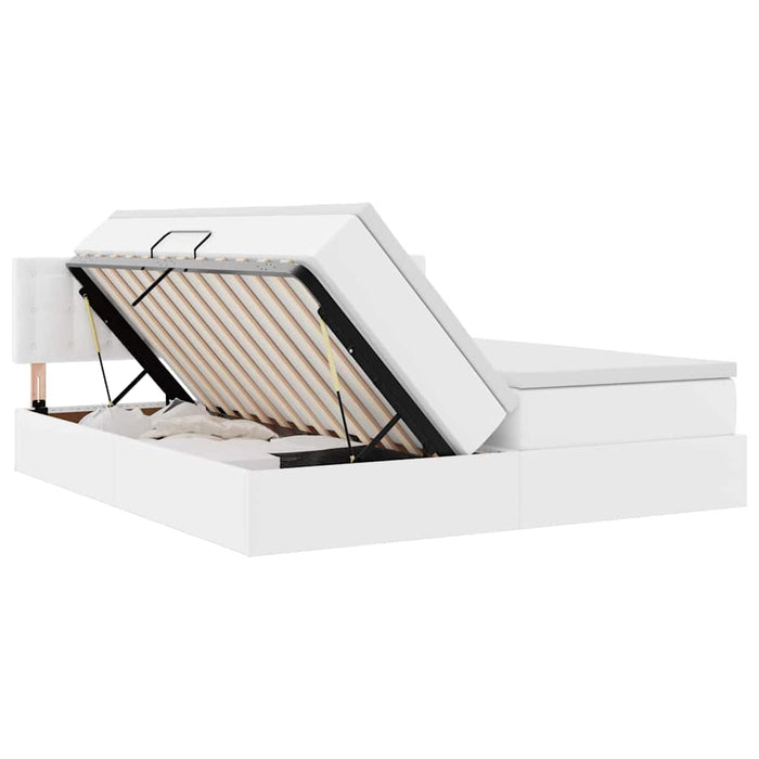 Pat cu storage cu saltea Alb pur 200 x 200 cm Piele artificială - WALTI WALTI