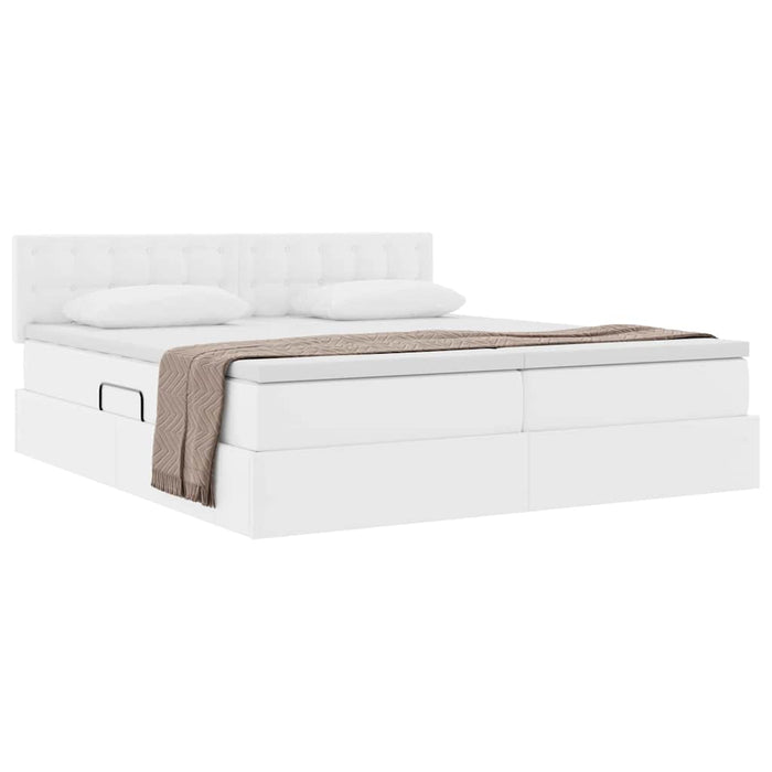 Pat cu storage cu saltea Alb pur 200 x 200 cm Piele artificială - WALTI WALTI
