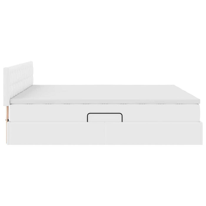 Pat cu storage cu saltea Alb pur 200 x 200 cm Piele artificială - WALTI WALTI