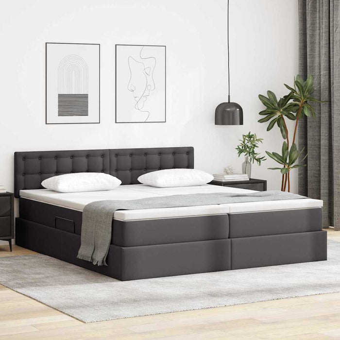 Pat cu storage cu saltea Gri 200 x 200 cm Piele artificială - WALTI WALTI