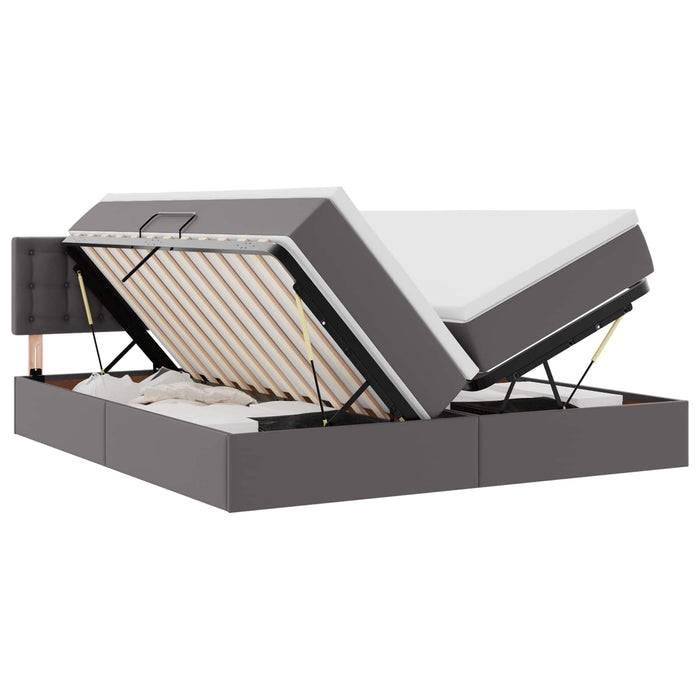Pat cu storage cu saltea Gri 200 x 200 cm Piele artificială - WALTI WALTI