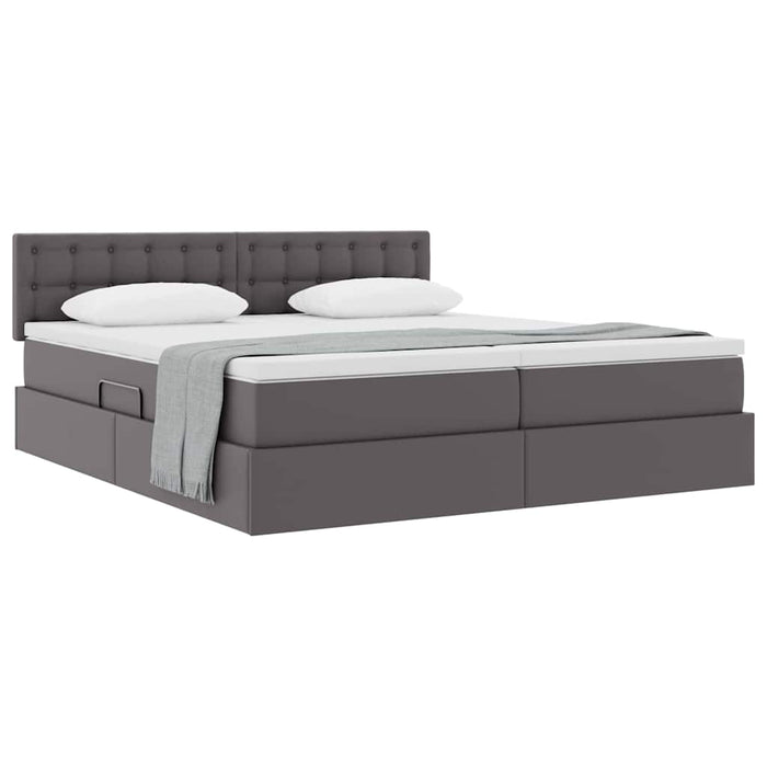 Pat cu storage cu saltea Gri 200 x 200 cm Piele artificială - WALTI WALTI
