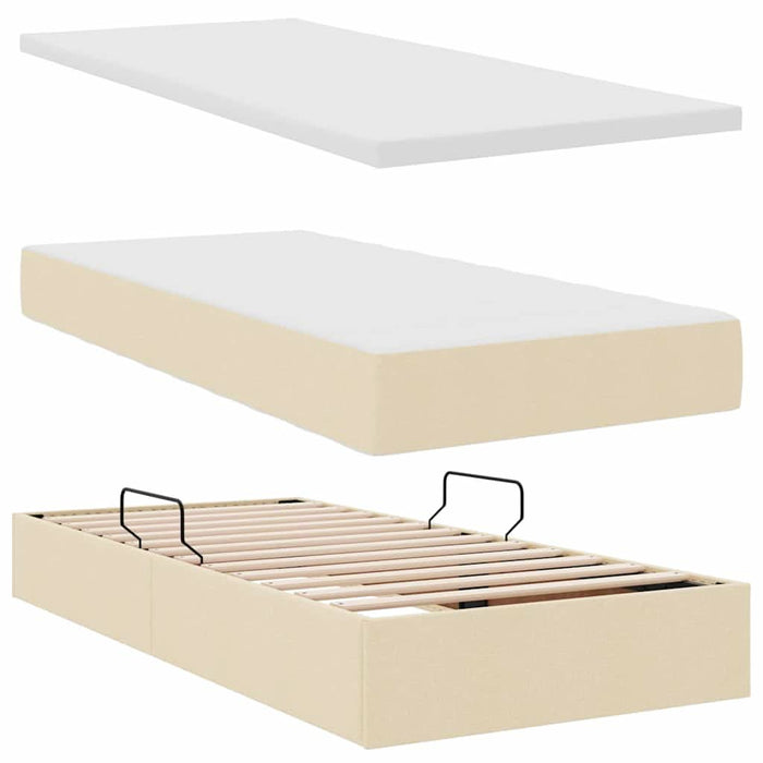 Pat cu storage cu saltea Creme 200 x 200 cm Piele artificială - WALTI WALTI