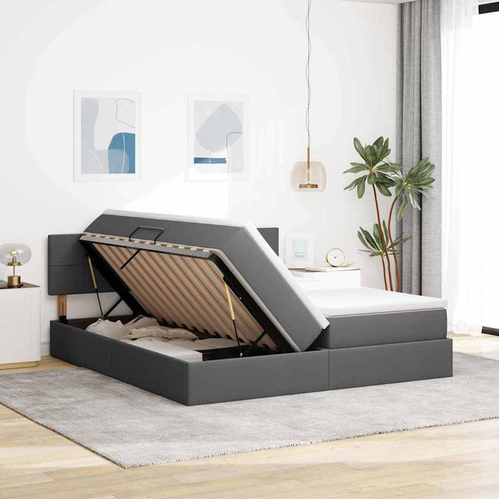 Pat cu storage Gri închis 180 x 200 cm Piele artificială - WALTI WALTI
