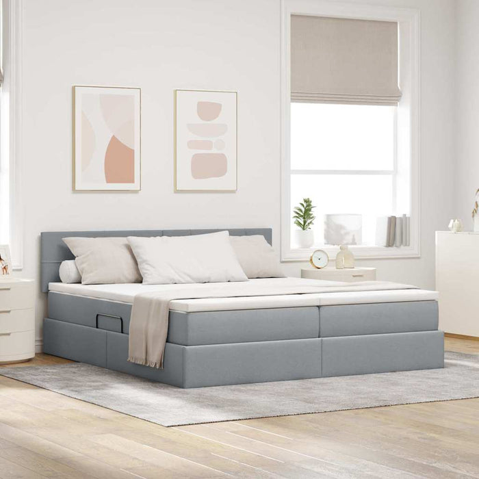 Pat cu storage Gri deschis 200 x 200 cm Piele artificială - WALTI WALTI