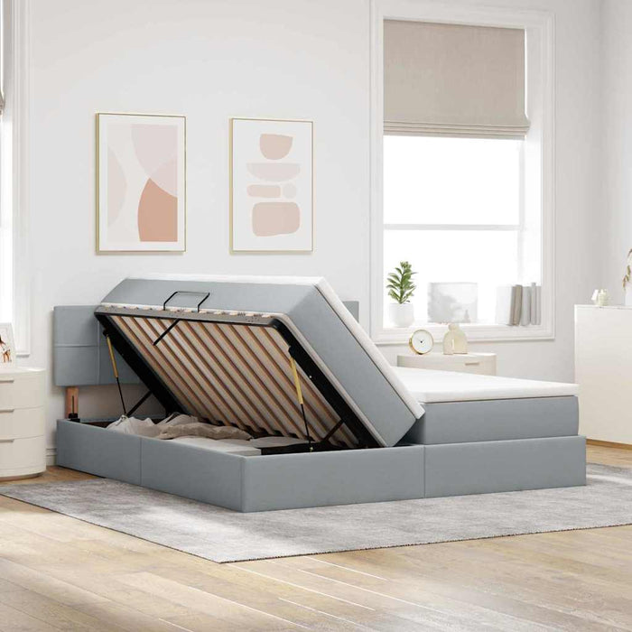Pat cu storage Gri deschis 200 x 200 cm Piele artificială - WALTI WALTI