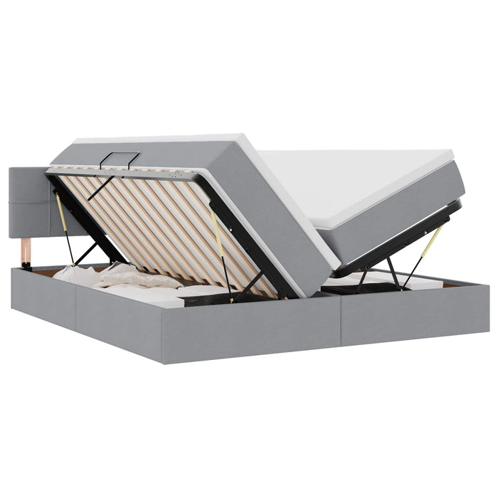 Pat cu storage Gri deschis 200 x 200 cm Piele artificială - WALTI WALTI