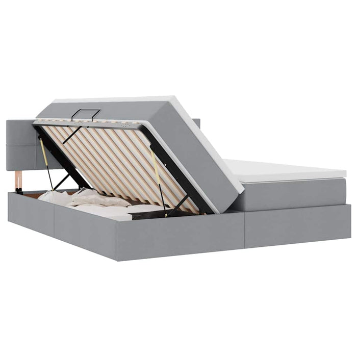 Pat cu storage Gri deschis 200 x 200 cm Piele artificială - WALTI WALTI