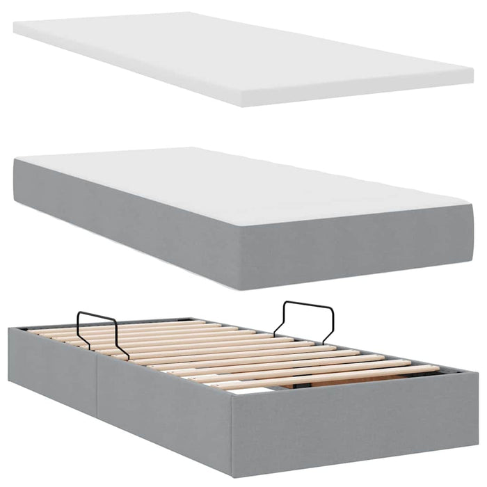 Pat cu storage Gri deschis 200 x 200 cm Piele artificială - WALTI WALTI